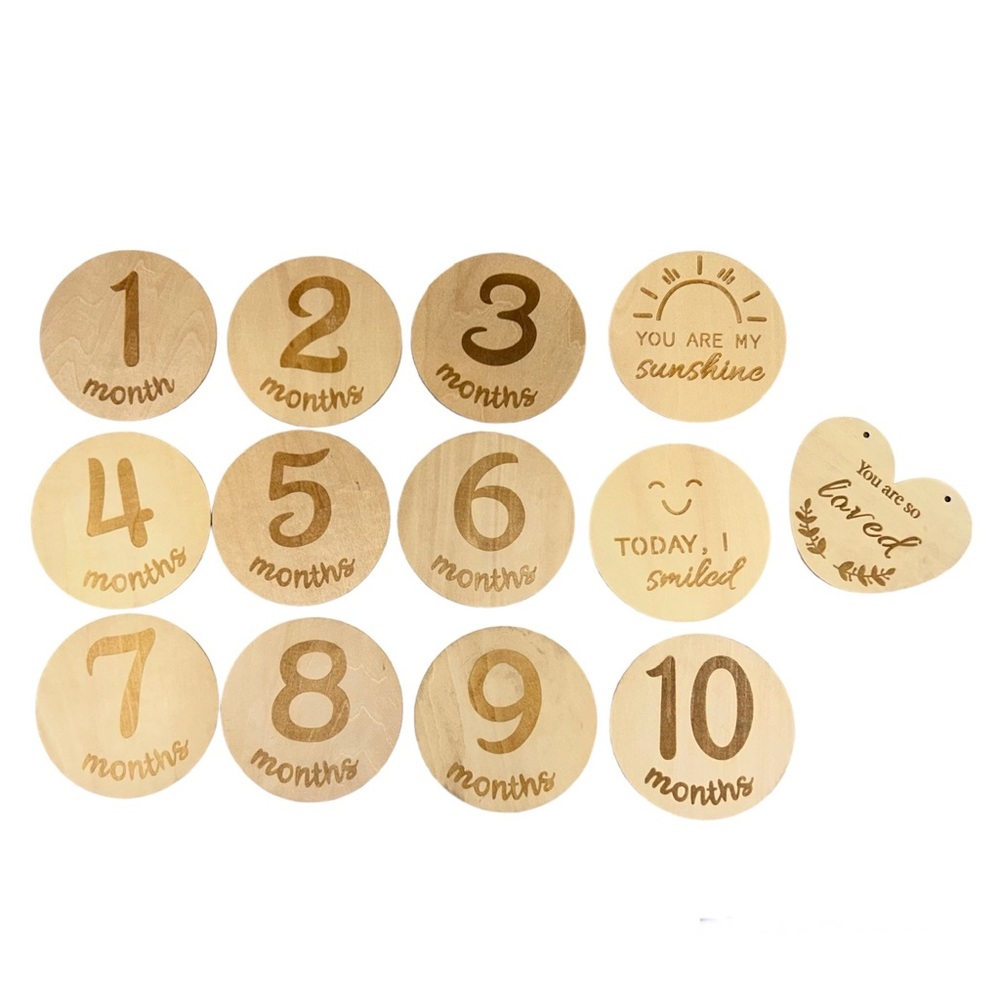 Monthly Wooden Milestone Discs for Baby Photos